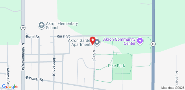 Map of 401+N.+Virgil+Akron%2C+IN+46910